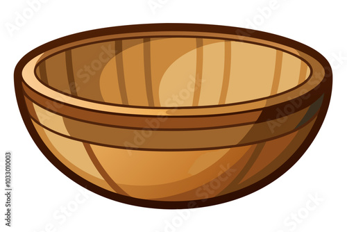 Wooden bowl on vector art and illustration