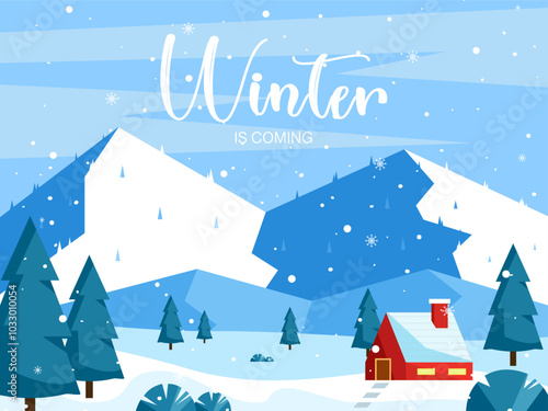 Wallpaper Mural Nature trees forest background and snowing for winter season concept. Hand drawn isolated illustrations. Torontodigital.ca
