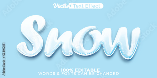 Snow Vector Text Effect Editable Alphabet Winter Cold Ice