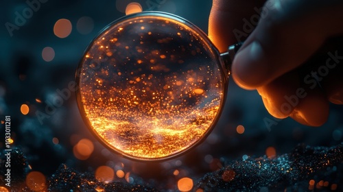 Forensic Auditor Investigating Fraud with Magnifying Glass in Hyperdetailed 16K Image on Gradient Background