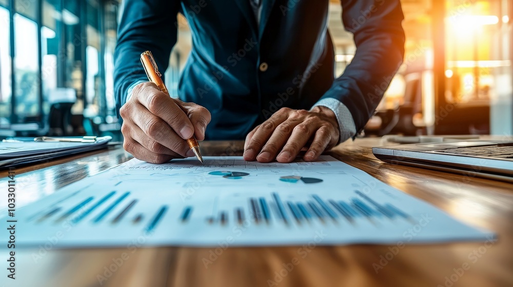 A statistician reviewing probability models, preparing data for analysis in a sleek, organized office environment A statistician reviewing probability models, preparing data for analysis in a sleek, organized office environment