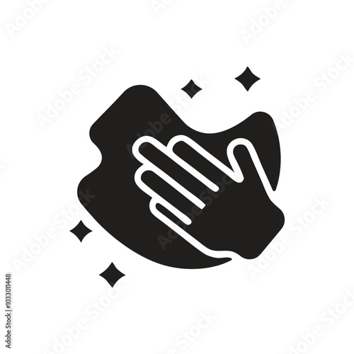 Wipe Icon, Hand holding a cloth wiping a surface icon, Hand wiping with a cloth icon