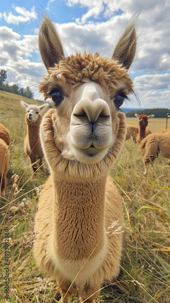 Obraz premium Alpaca in grassy field