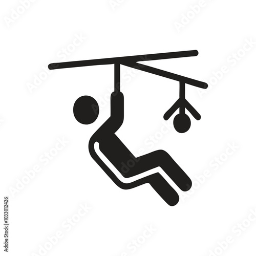 Zip line icon, Person Riding Zipline Icon photo