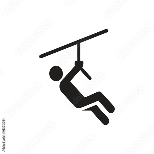 Zip line icon, Person Riding Zipline Icon