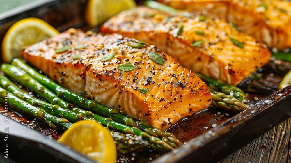 Delicious Baked Salmon with Asparagus Ideal for Healthy Meals Delicious Baked Salmon with Asparagus Ideal for Healthy Meals