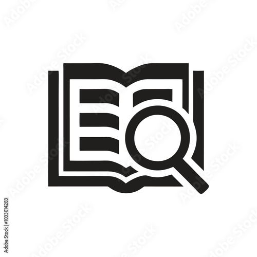 Book Search Vector Icon, Search Book Research Icon