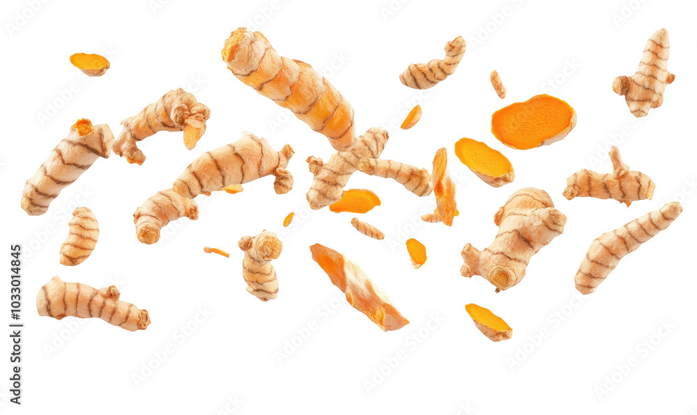 Fresh raw organic turmeric on transparent background Fresh raw organic turmeric on transparent background