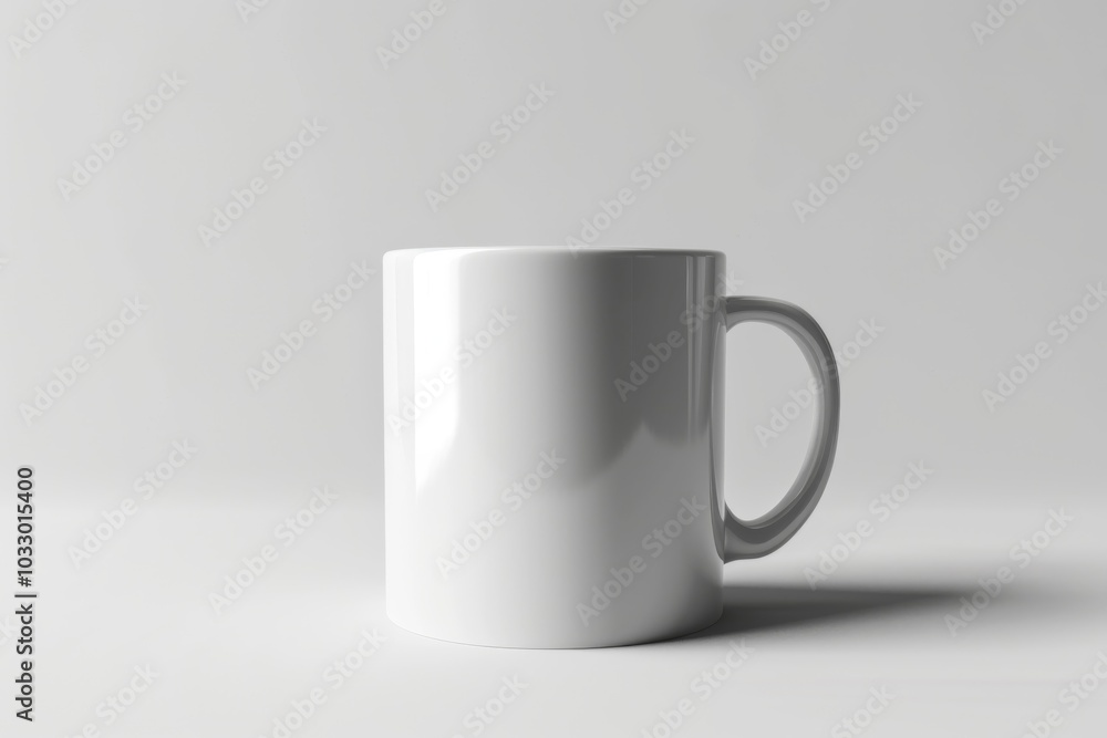 A white ceramic mug with a handle, isolated on a white background. A white ceramic mug with a handle, isolated on a white background.