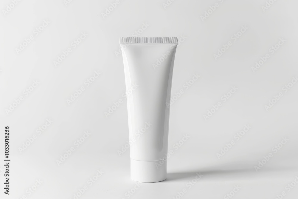 White Plastic Tube Mockup on White Background. White Plastic Tube Mockup on White Background.