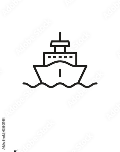 Ship Front View Icon, Ship icon, Cargo ship icon