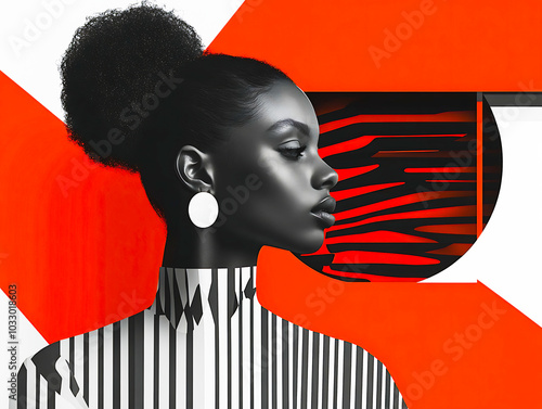 Minimalist design inspired by 90s fashion and style, incorporating bold lines and shapes with lots of negative space