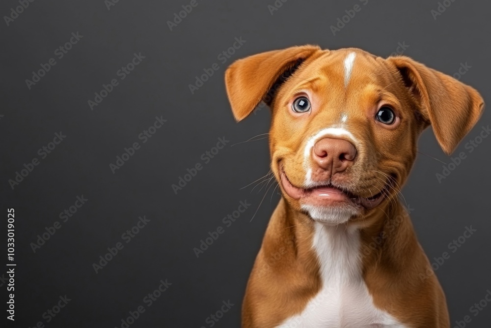 Pitbull sitting obediently, with a calm and gentle expression under soft lighting Pitbull sitting obediently, with a calm and gentle expression under soft lighting
