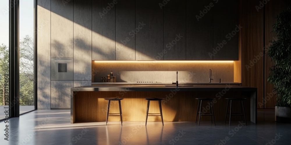 Obraz premium Modern Industrial Kitchen with Natural Light