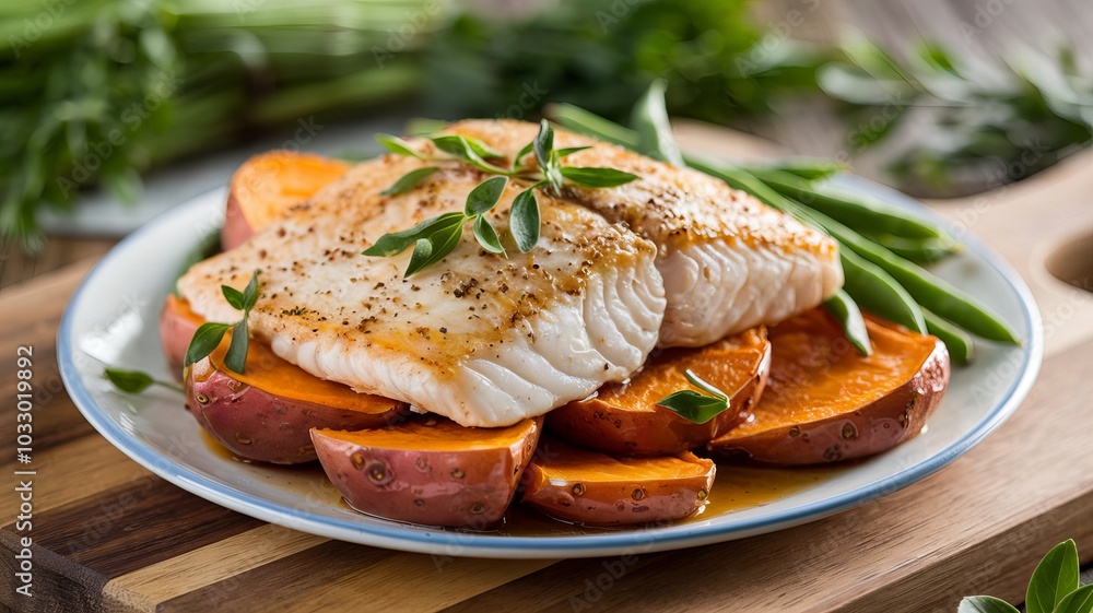 Delicious Broiled Tilapia and Sweet Potato Plate for Healthy Meal Planning Delicious Broiled Tilapia and Sweet Potato Plate for Healthy Meal Planning