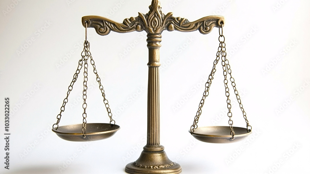 golden antique scale of justice on white background golden antique scale of justice on white background