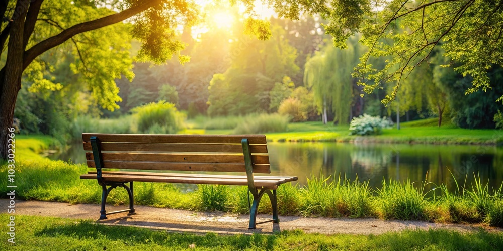A solitary wooden bench overlooking a serene lake, bathed in the warm glow of a setting sun, surrounded by lush greenery, invites contemplation and tranquility. A solitary wooden bench overlooking a serene lake, bathed in the warm glow of a setting sun, surrounded by lush greenery, invites contemplation and tranquility.