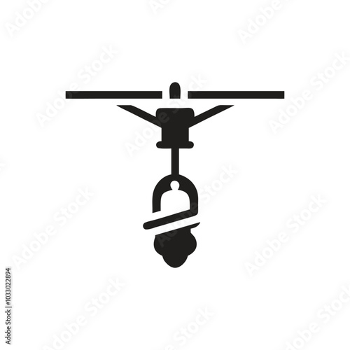 Zip line icon, Person Riding Zipline Icon