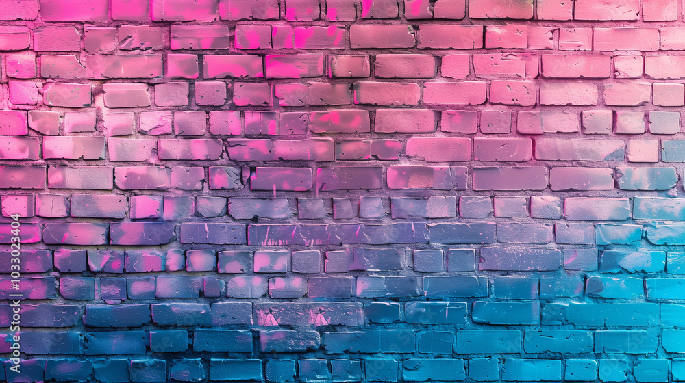 Vibrant pink and blue gradient on a textured brick wall background Vibrant pink and blue gradient on a textured brick wall background