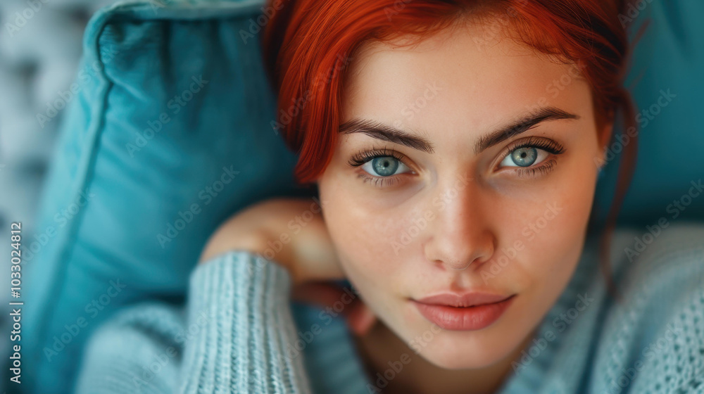 A striking closeup of a woman with fiery red hair and charming freckles, celebrating natural beauty against a soft backdrop. A striking closeup of a woman with fiery red hair and charming freckles, celebrating natural beauty against a soft backdrop.
