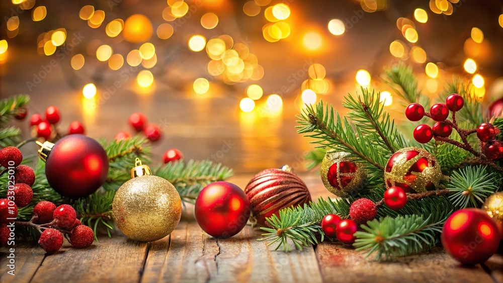 Christmas holiday festive decorations with a tilted angle Christmas holiday festive decorations with a tilted angle