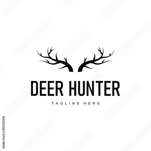 simple black silhouette deer logo vintage design deer forest animal hunter