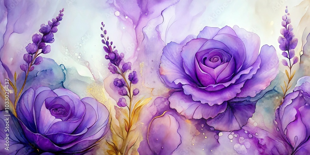 A delicate symphony of purple hues, where delicate flowers bloom amidst swirling abstract patterns, evoking a sense of ethereal beauty and gentle grace. A delicate symphony of purple hues, where delicate flowers bloom amidst swirling abstract patterns, evoking a sense of ethereal beauty and gentle grace.
