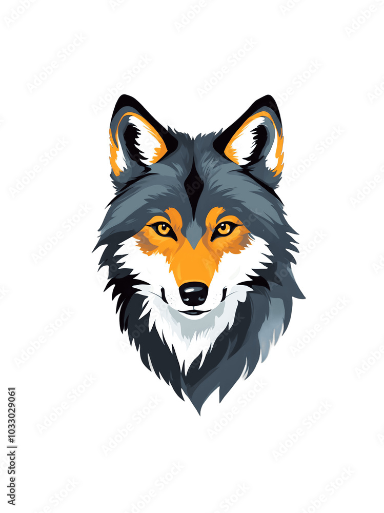 Fototapeta premium Wolf hand drawn paint art illustration painting isolated white background transparent png