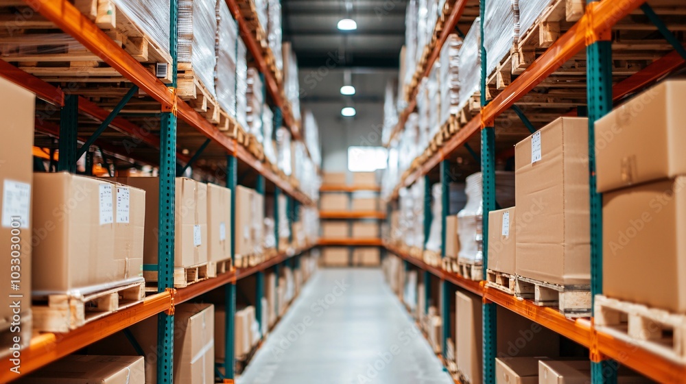 Fototapeta premium Efficient warehouse management optimizing storage and inventory control for enhanced operational productivity