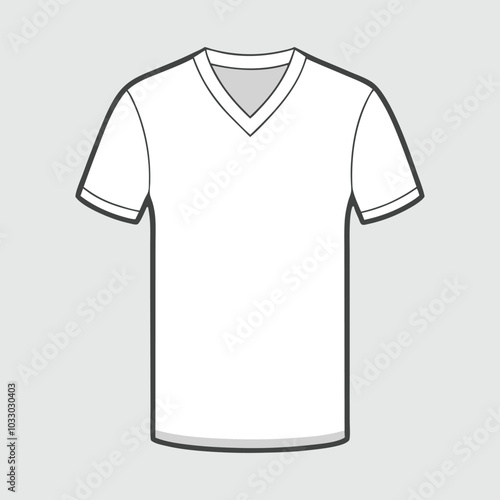 Blank white V-neck t-shirt template, Front views. white V-neck t-shirt mockup Vector illustration