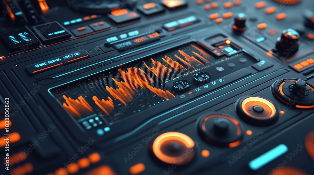 Digital Audio Mixer with Vibrant Visualization Digital Audio Mixer with Vibrant Visualization