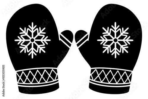 Pair of winter gloves mittens silhouette illustration