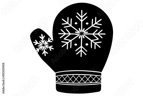 Pair of winter gloves mittens silhouette illustration