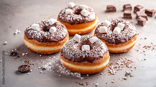 Celebrate National Chocolate Day with delicious chocolate-covered donuts decorated with marshmallows