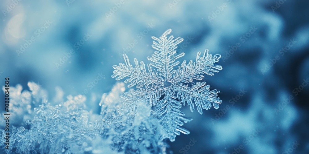 A snowflake on a frosty background. A snowflake on a frosty background.