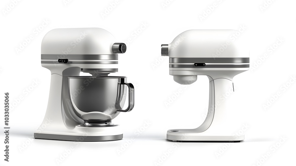 Modern kitchen mixer for baking on a white background. Modern kitchen mixer for baking on a white background.