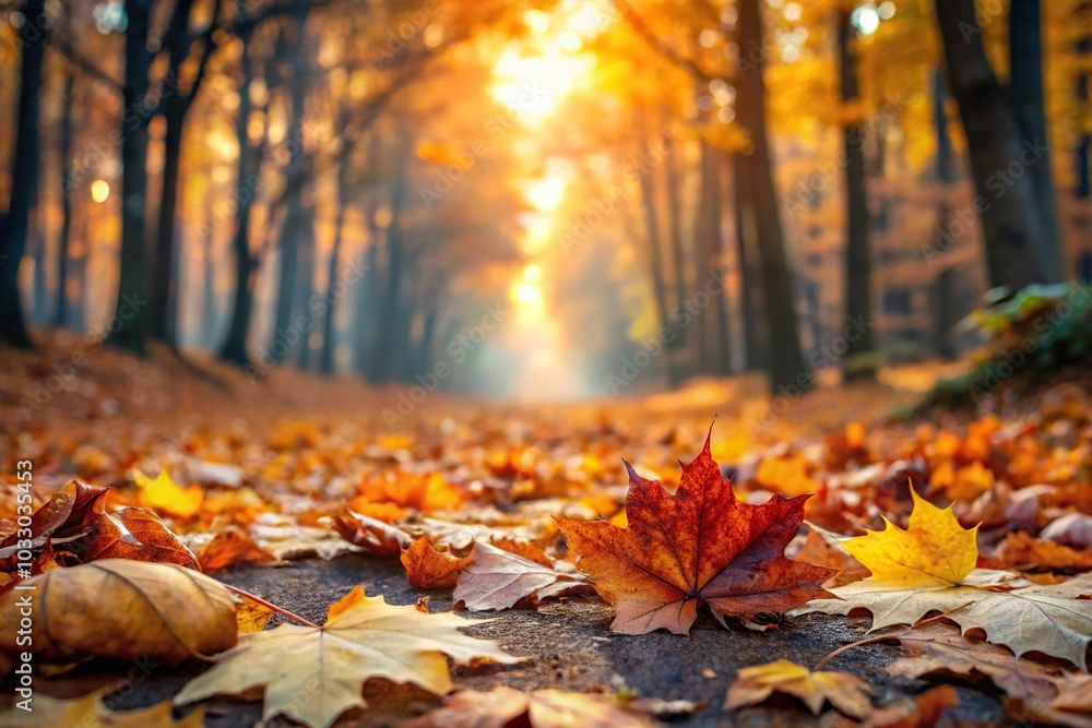 Forest floor during autumn season covered in fallen leaves texture material Forest floor during autumn season covered in fallen leaves texture material