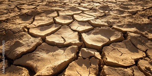 Cracked earth, arid landscape, dry soil.