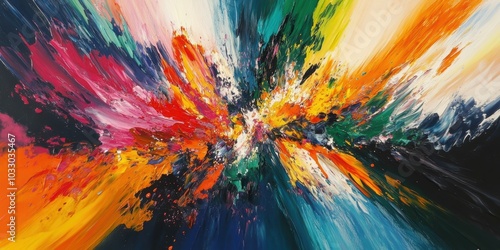 Abstract painting of swirling colors.