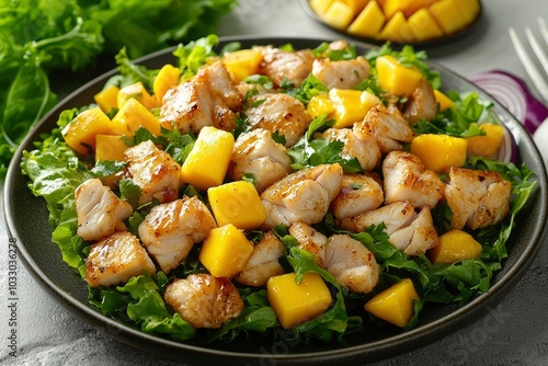 Grilled Chicken and Mango Salad with Greens