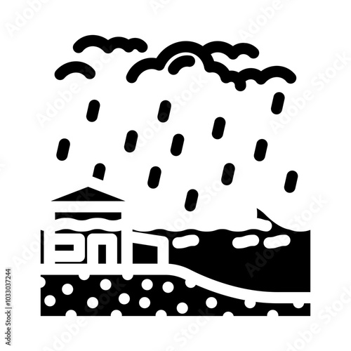 storm surge flooding hurricane disaster glyph icon vector. storm surge flooding hurricane disaster sign. isolated symbol illustration