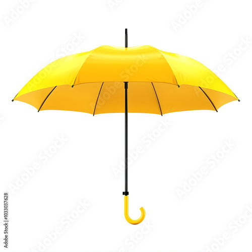 Minimalistic Vector Design of a Bright Yellow Open Umbrella on a Clean White Background