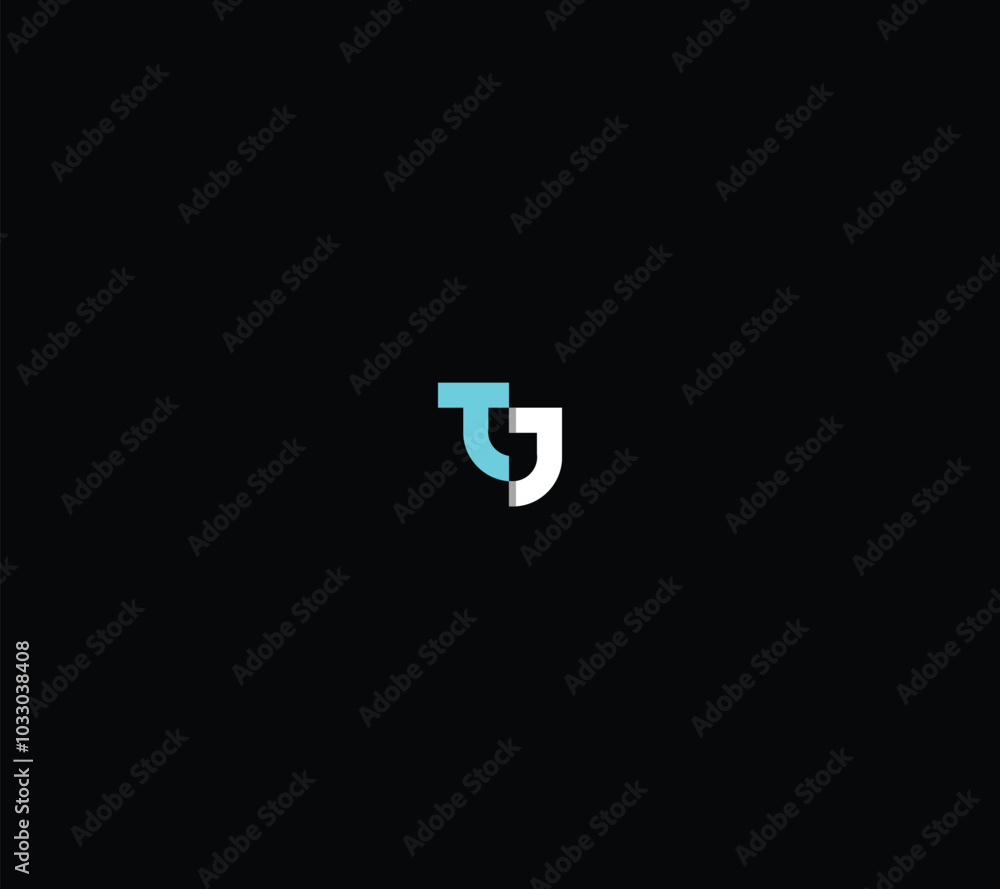 Minimal Letters TJ logo design with black background. Minimal Letters TJ logo design with black background.