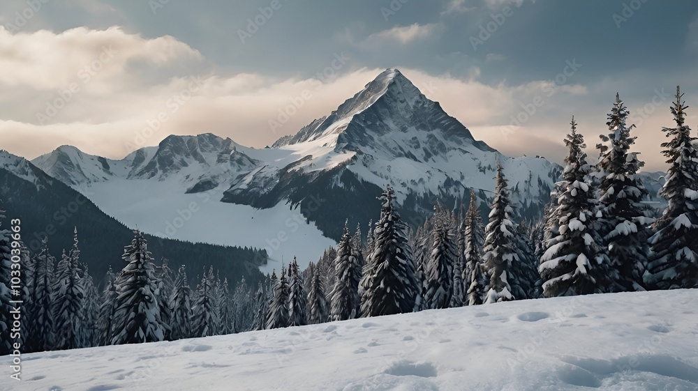 Fototapeta premium Snow covered peaks