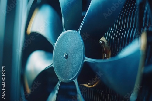 Close-up of a computer cooling fan with a textured surface and a central hub photo