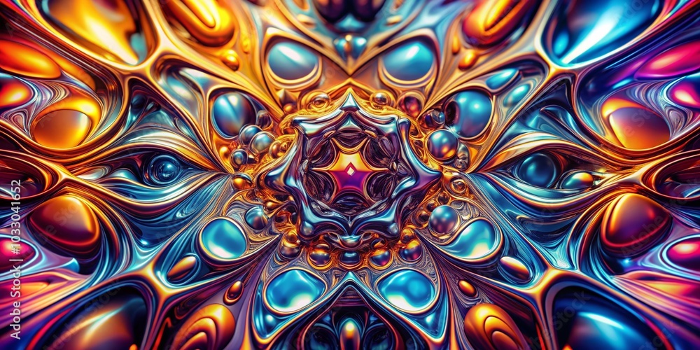Abstract Kaleidoscope of Liquid Metal - High Depth of Field for Stunning Visuals Abstract Kaleidoscope of Liquid Metal - High Depth of Field for Stunning Visuals