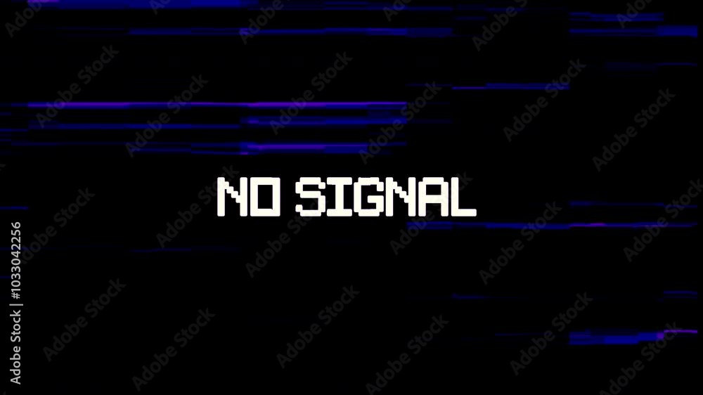 No signal text animation with glitch effect on black background. 4k Video No signal text animation with glitch effect on black background. 4k Video
