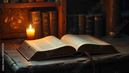 Wallpaper Mural old book with candle Torontodigital.ca