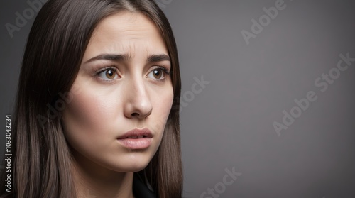 Beautiful young woman studio portrait, isolated photo