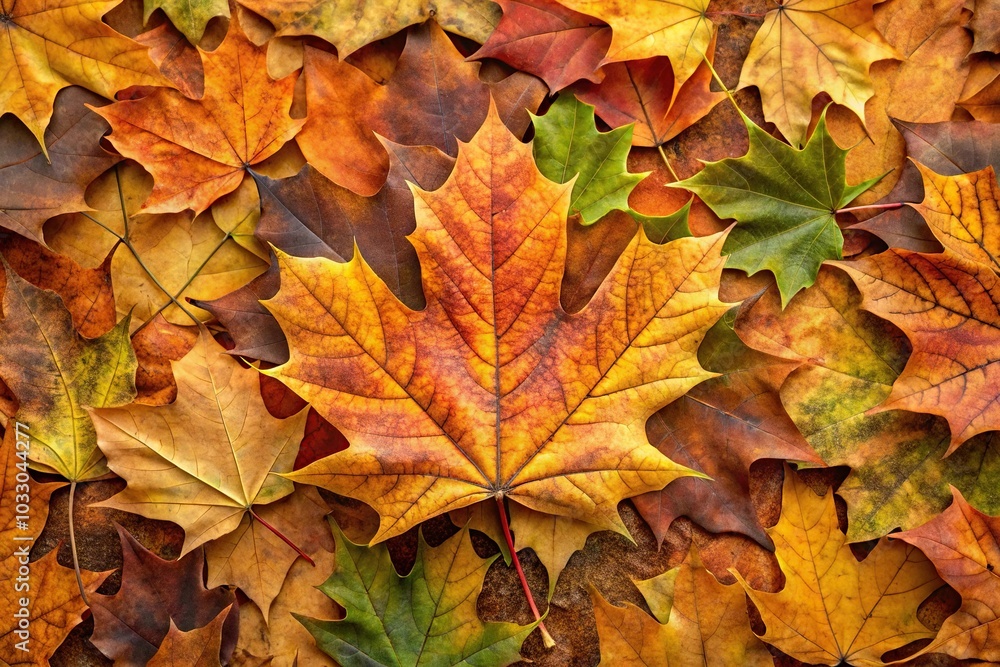 Aerial autumn maple leaves and branches camouflage hunting seamless texture Aerial autumn maple leaves and branches camouflage hunting seamless texture